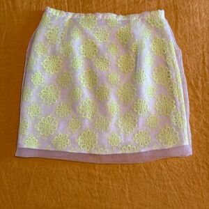 White and neon yellow miniskirt